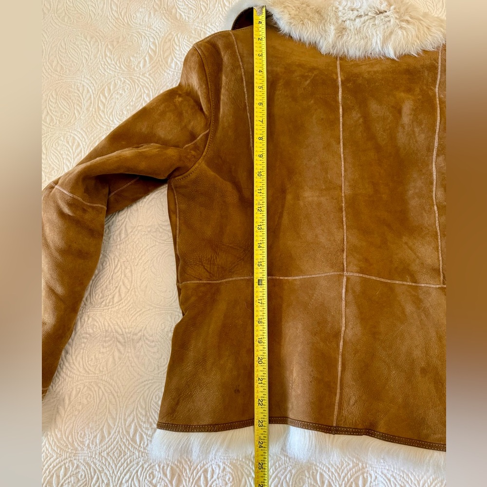 COLE HAAN Lambskin Suede Jacket with fur lining. Penny Lane Jacket - Picture 10 of 16